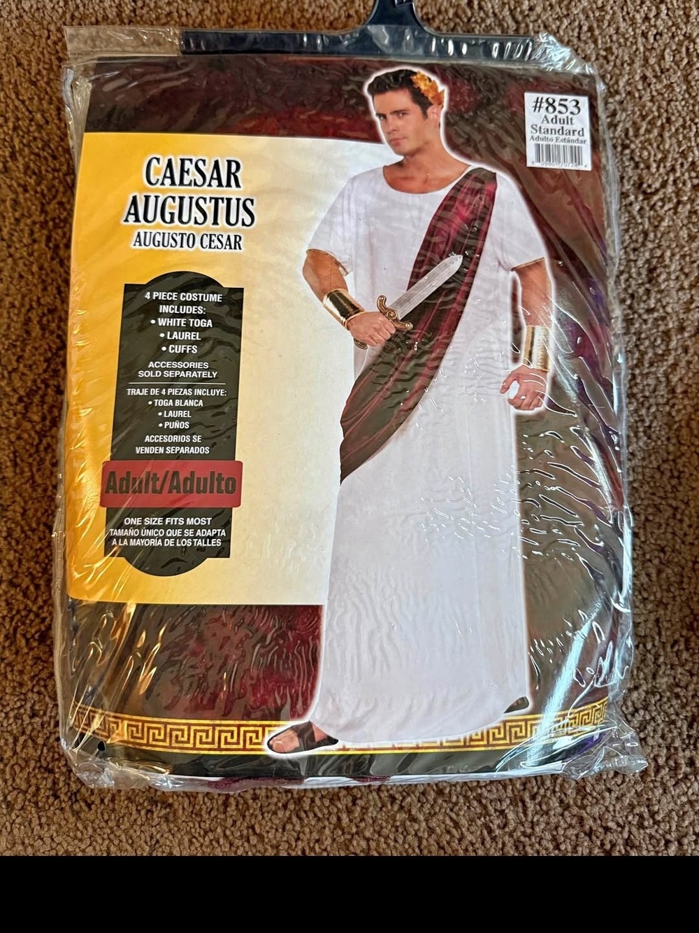 Caesar Augustus Adult White and Burgundy Toga Costume